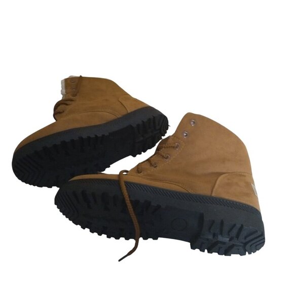 SQL Faux Suede Faux Fur Lined Women's EU 40/US 9 Tan Brown Lace-Up Winter Boots - Picture 6 of 6